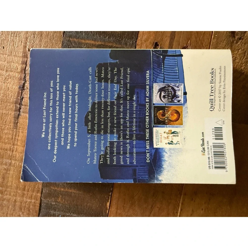 They Both Die at the End by Adam Silvera Paperback YA Fiction Novel